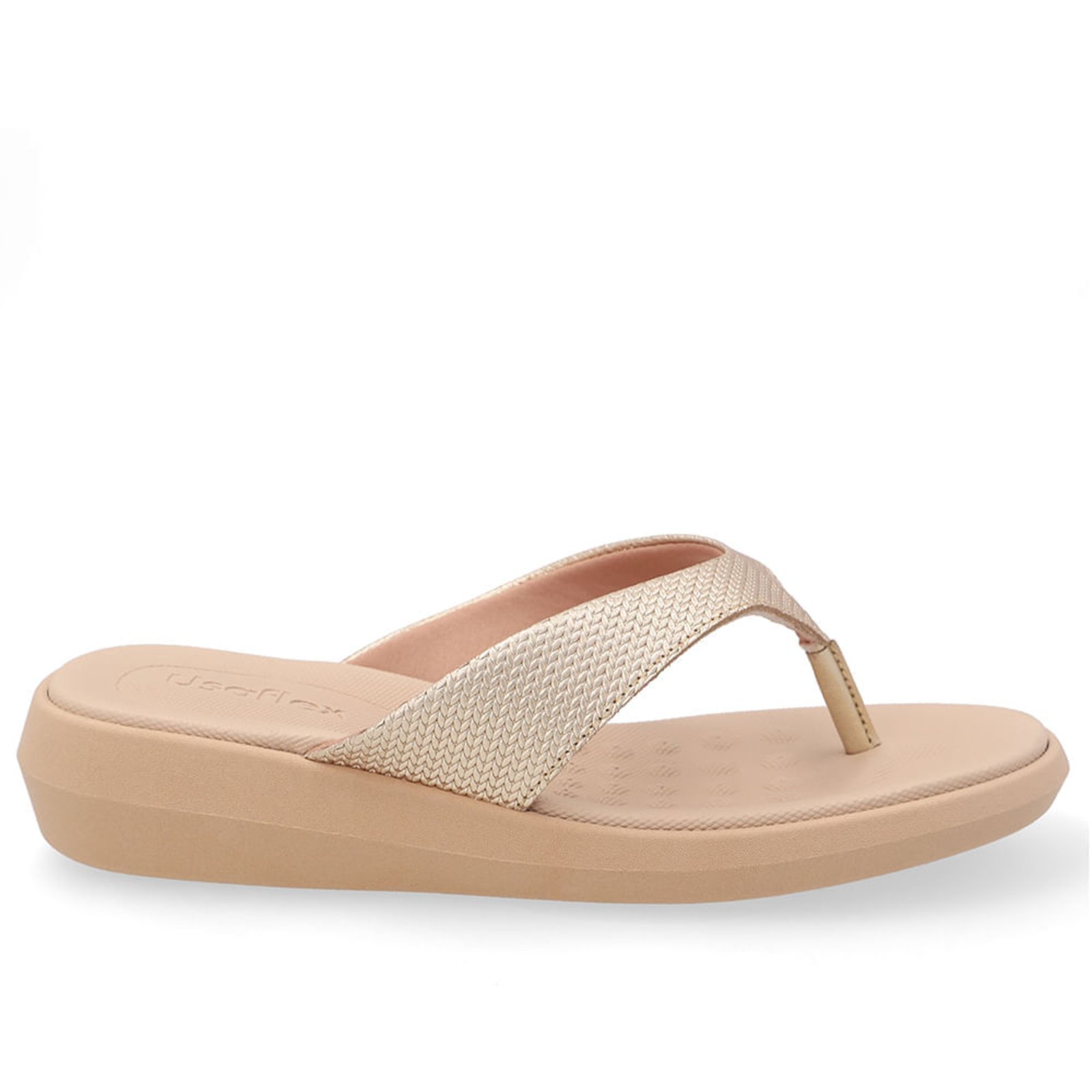 Chinelo Plataforma Em Couro Metalizado Dourado