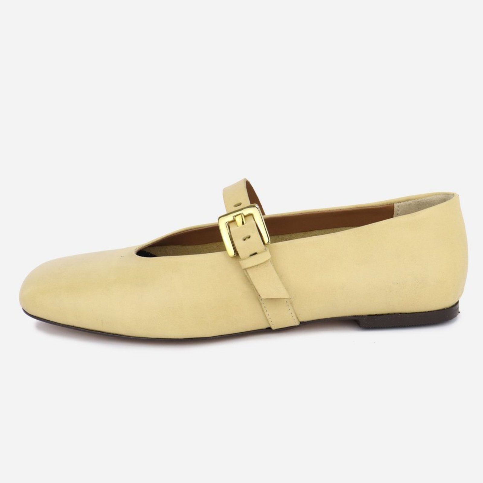 Sapatilha Feminina Mary Jane em Couro Elegante Confortável Com Fivela Maria Paula Vanilla