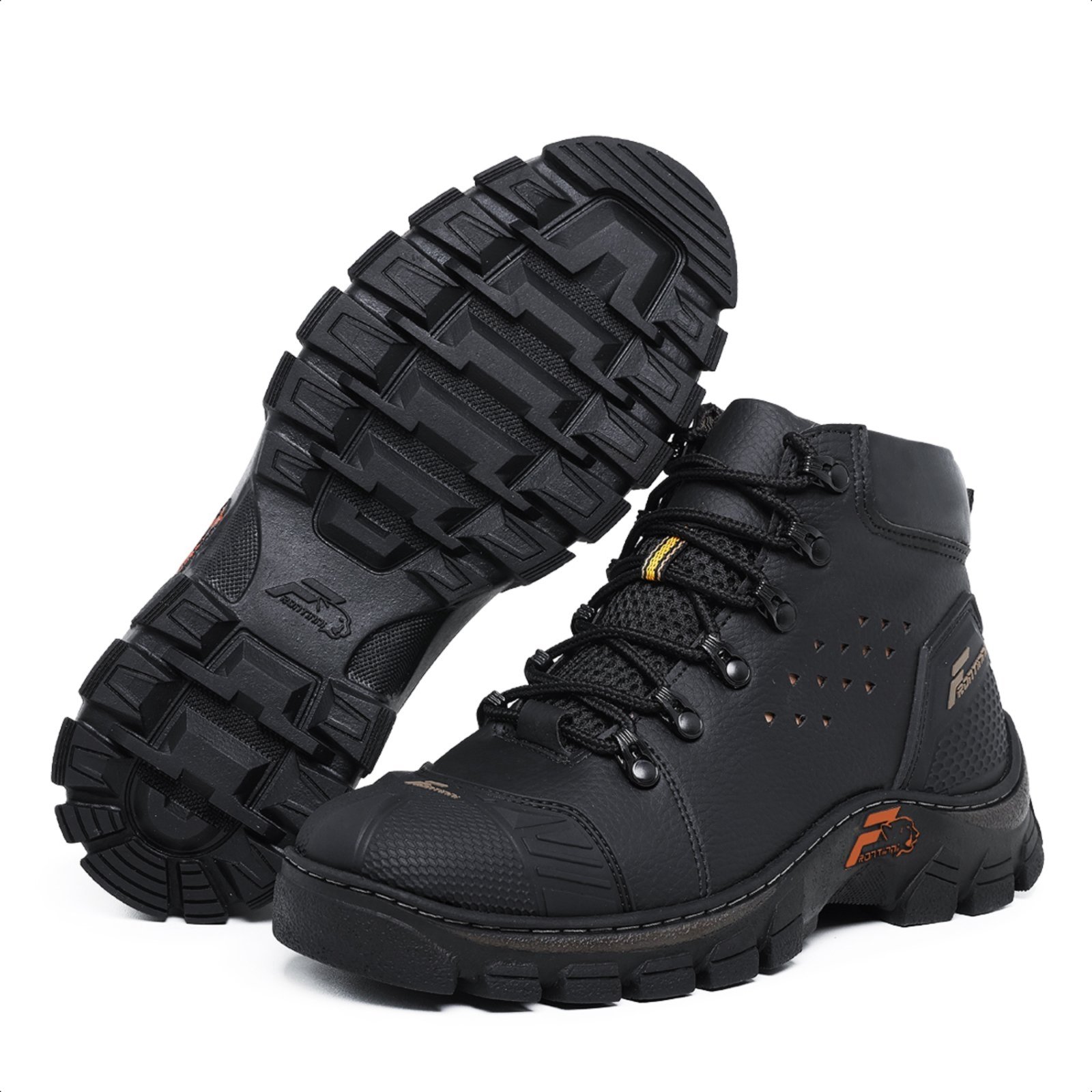Vista 3 Coturno Masculino Bota Bico Pvc Resistente Segurança Trabalho Lavini Shoes preto Lavini Shoes preto