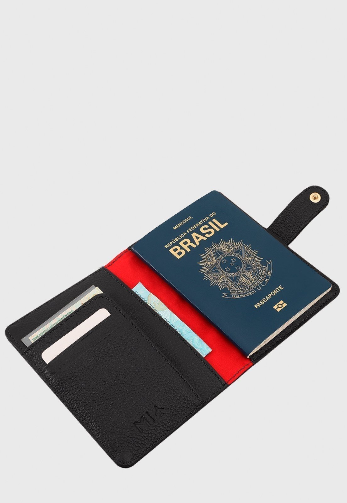 Vista 3 Porta-Passaporte Couro Mariart 741 Mariart preto