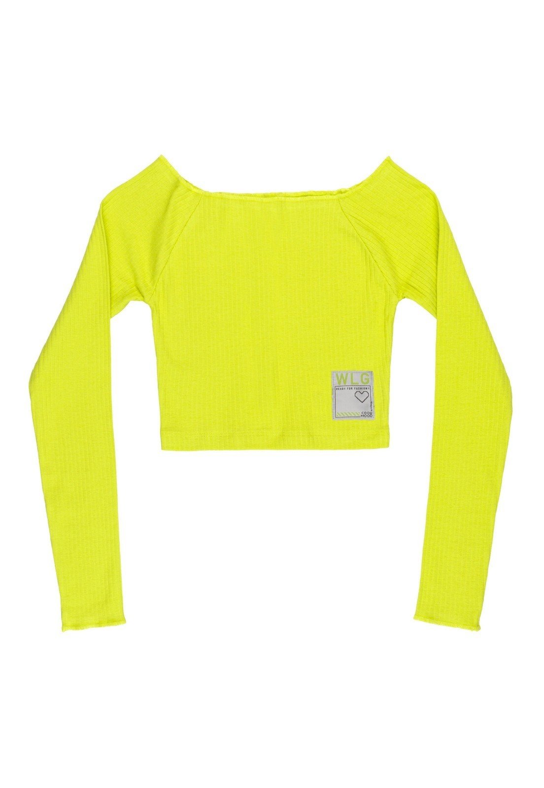Infantil – Blusa Cropped Juvenil em Ribana Canelada Gloss Verde
