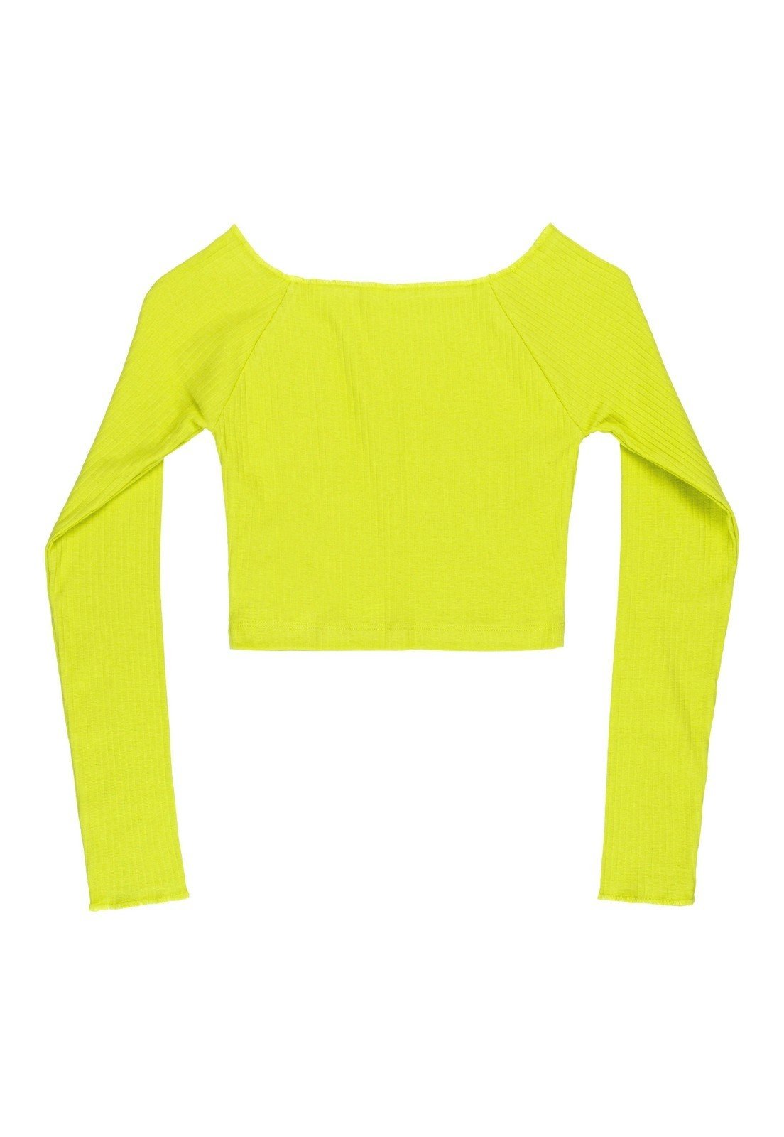 Vista 3 Infantil - Blusa Cropped Juvenil em Ribana Canelada Gloss verde Gloss verde