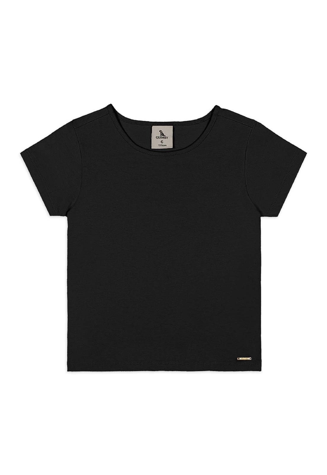 Infantil - Blusa Básica em Cotton Quimby Preto