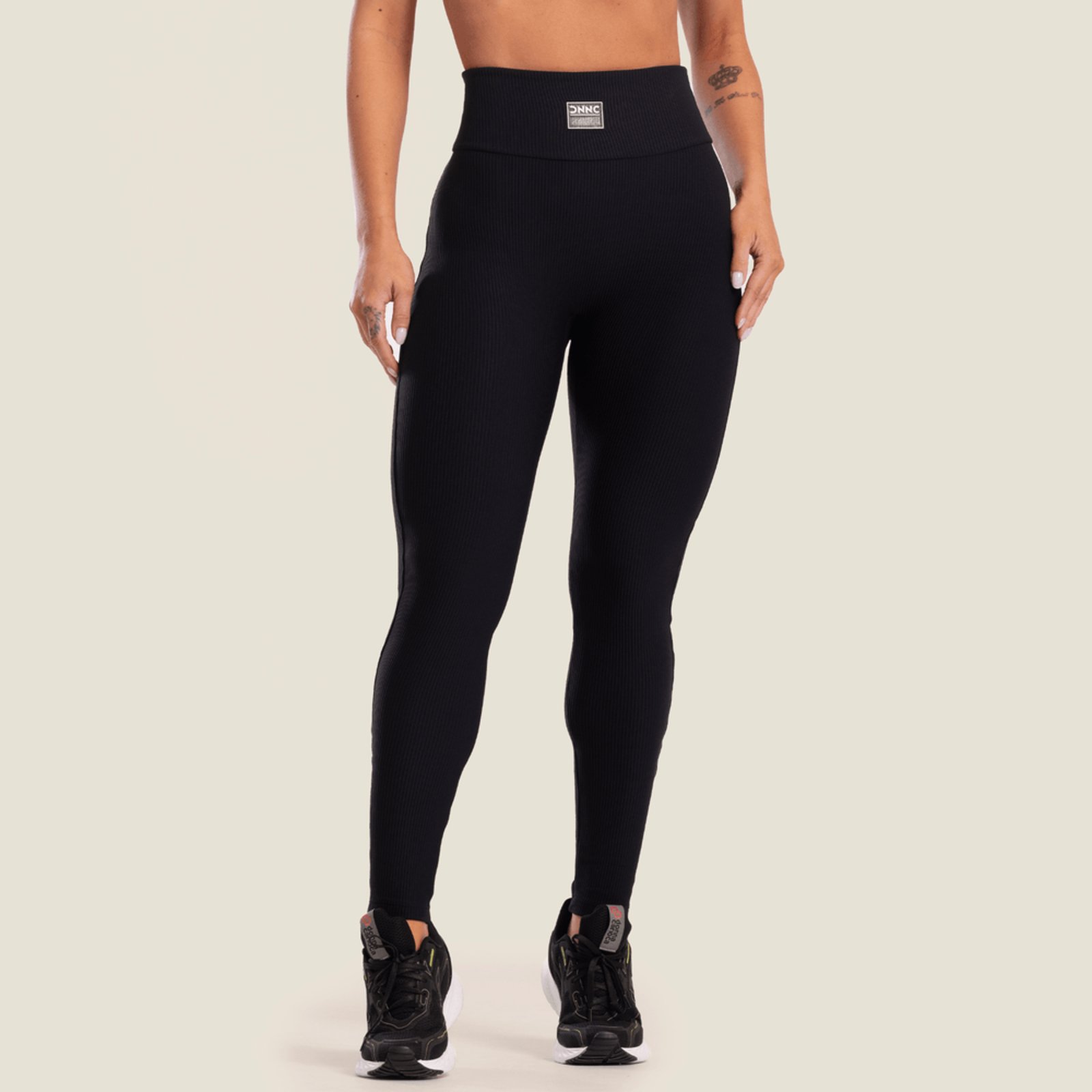 Legging Sem Gancho Frontal Preta Canelada Donna Carioca