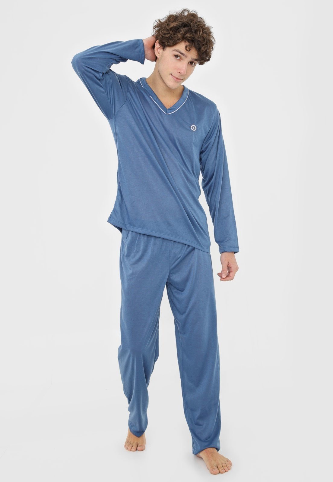 Pijama Masculino Linha Noite Longo Inverno Azul