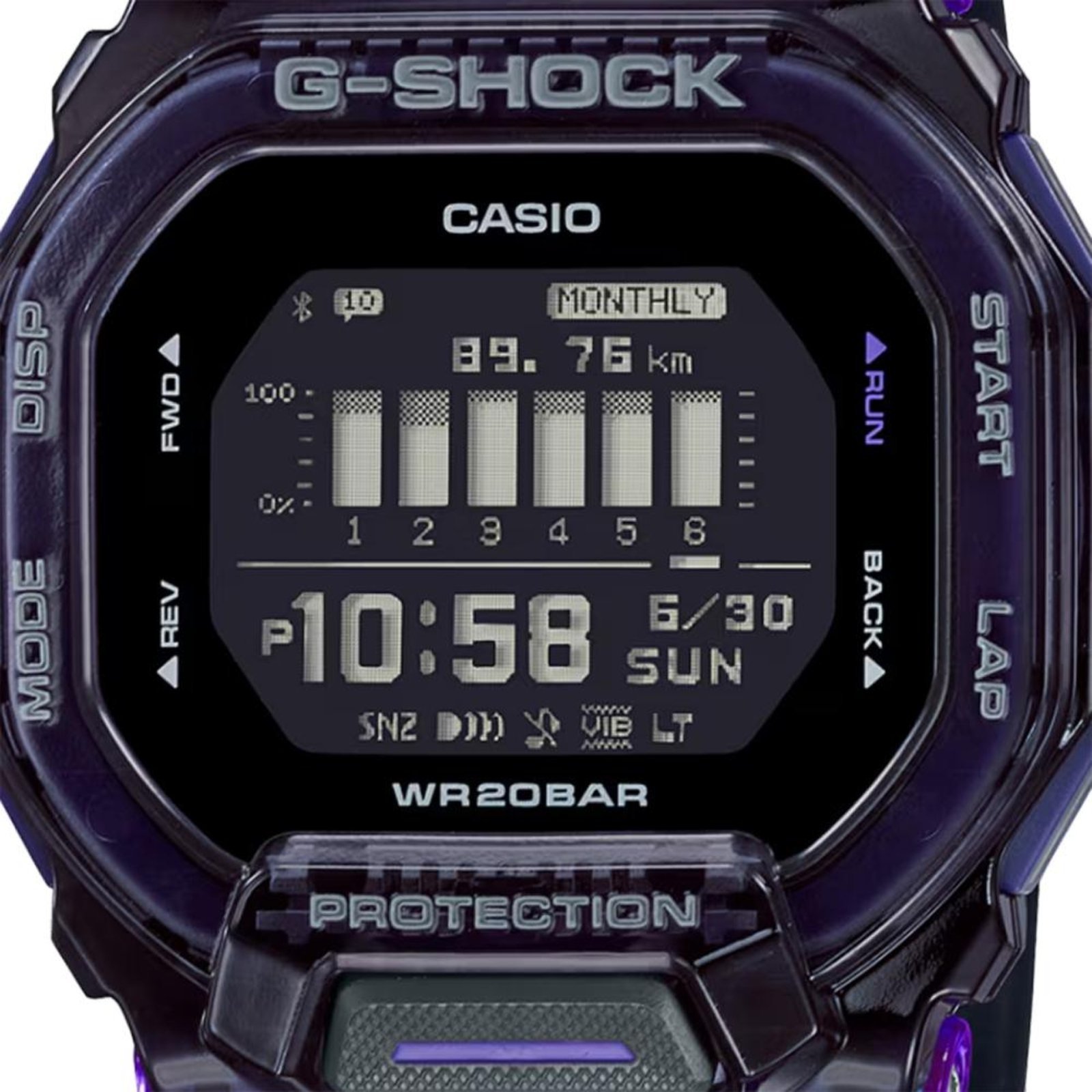 Vista 3 Relógio G-Shock GBD-200SM-1A6DR Preto roxo G-SHOCK roxo