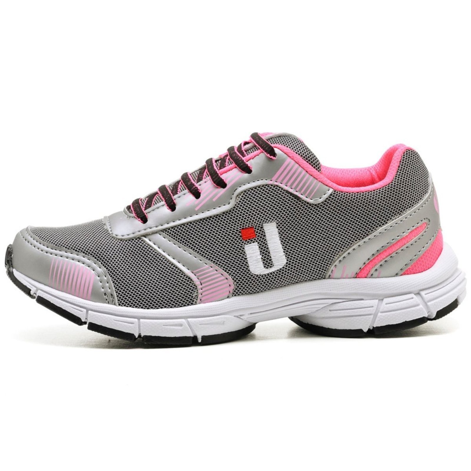Tênis Esportivo Feminino Caminhada Yoga Zumba Academia Ultra Leve Cinza e Rosa