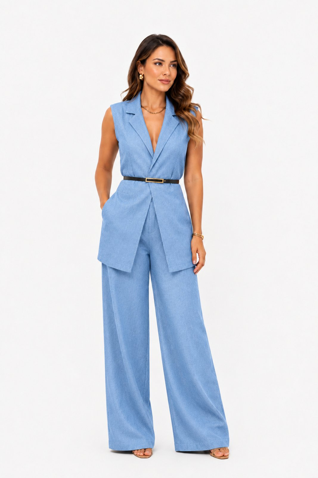 Conjunto Feminino D Bell Outlet Fashion Alfaiataria Jeans