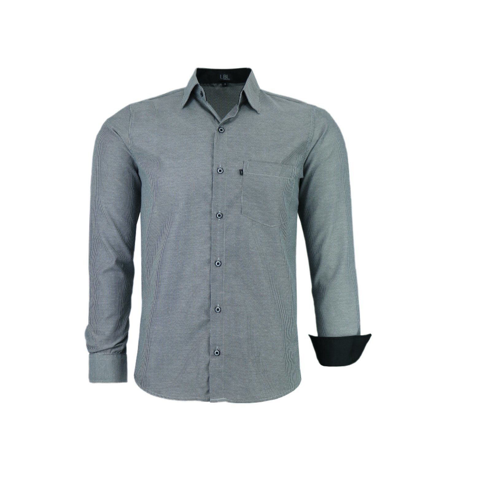 Camisa Social Manga Longa Com Listra Original Amil Preto