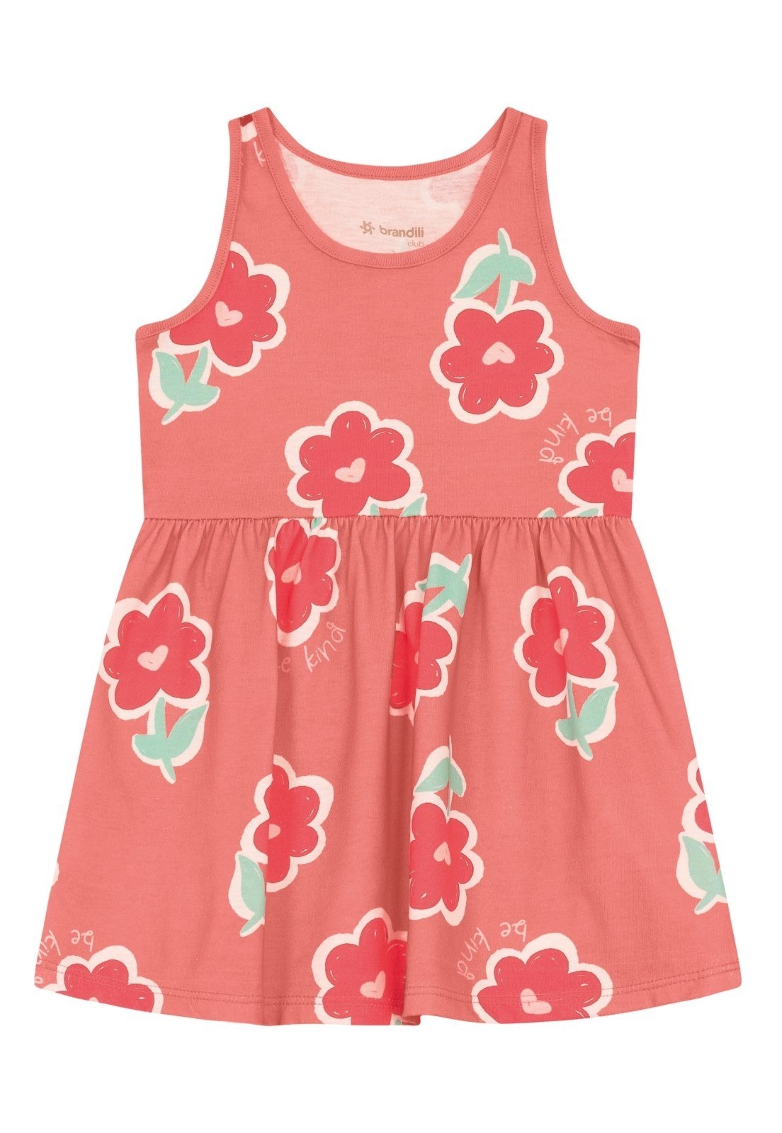 Vista 2 Infantil - Vestido menina de flores Brandili rosa