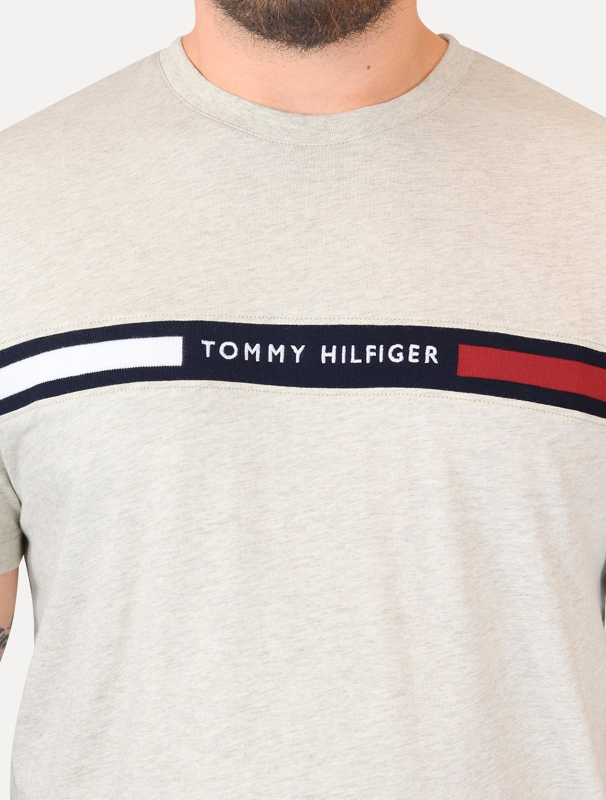 Vista 3 Camiseta Tommy Hilfiger Chest Insert Logo Areia Mescla vermelho Tommy Hilfiger vermelho