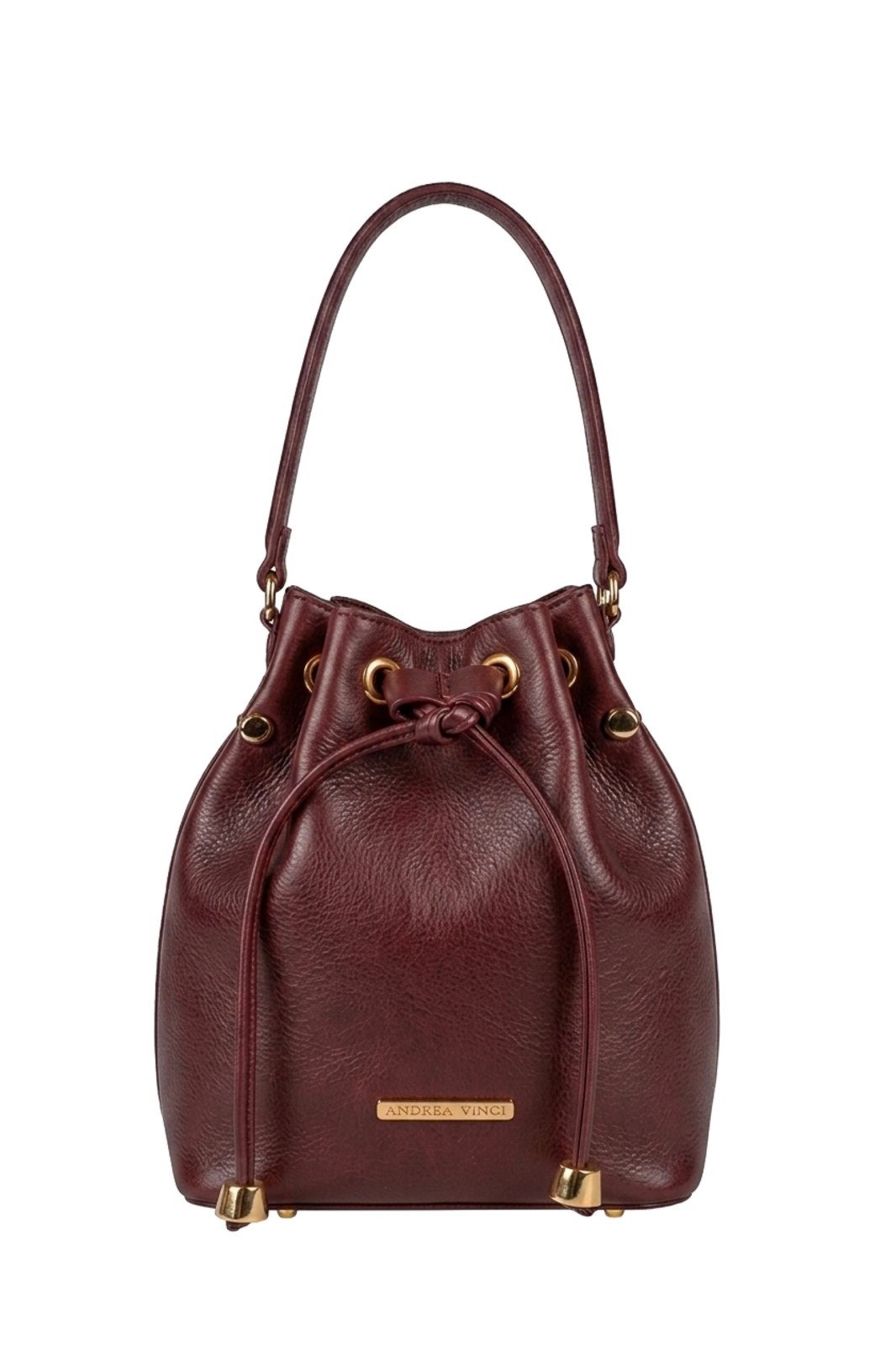 Bolsa saco em couro liso Nubia - Marsala