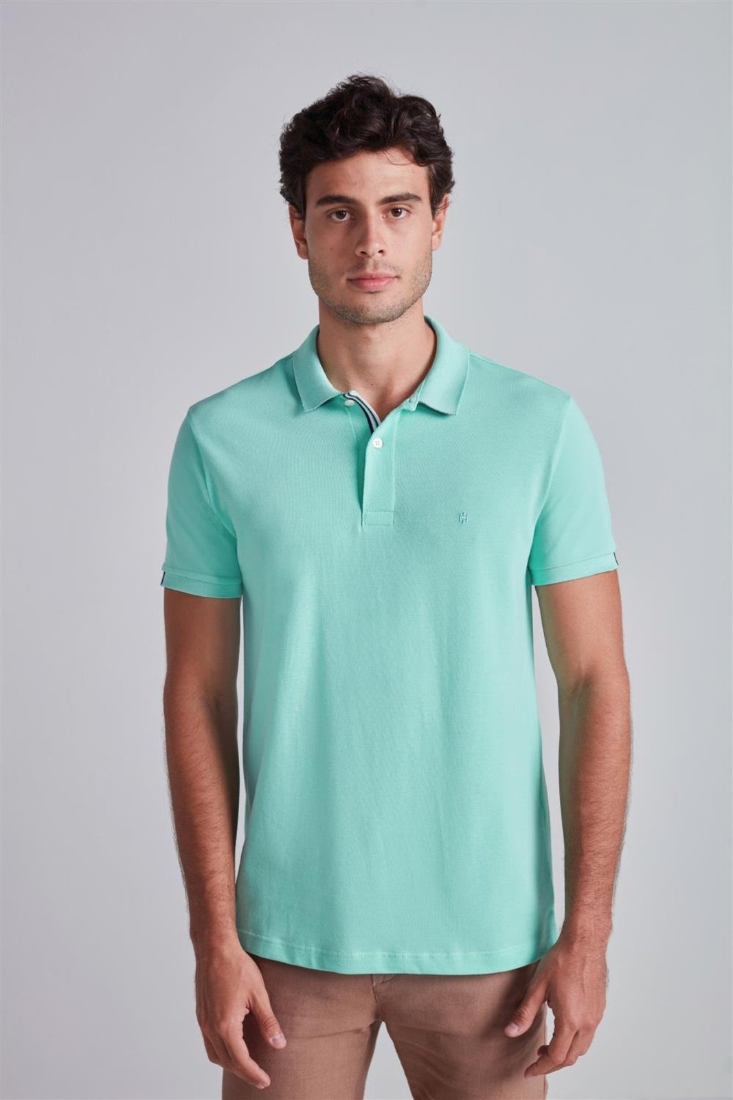 HIGHSTIL Camisa Polo Piquet Slim Fit - Verde Água