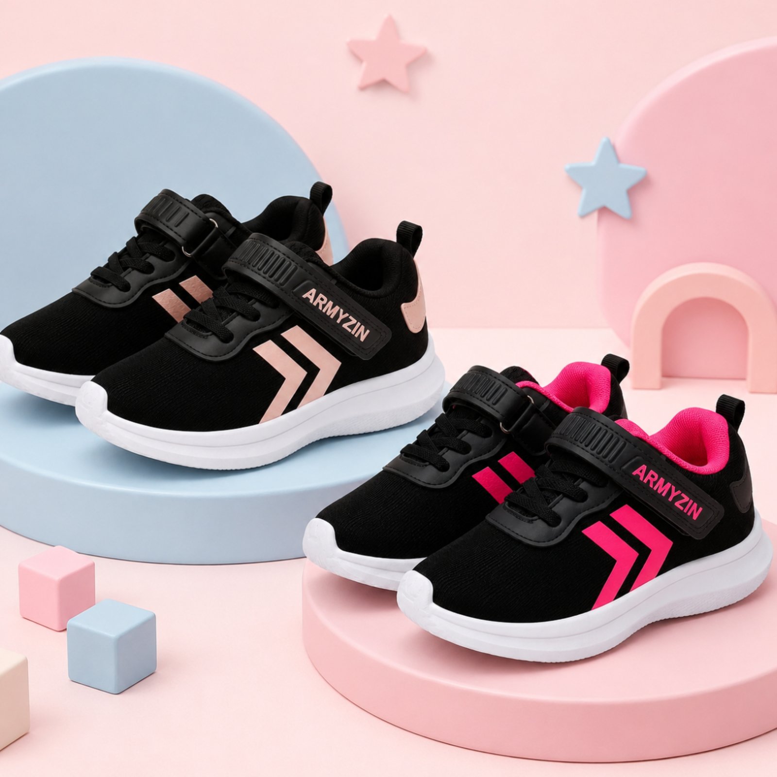 Infantil - Kit 2 Tênis Feminino Menina Casual Confortável Leve Antiderrapante