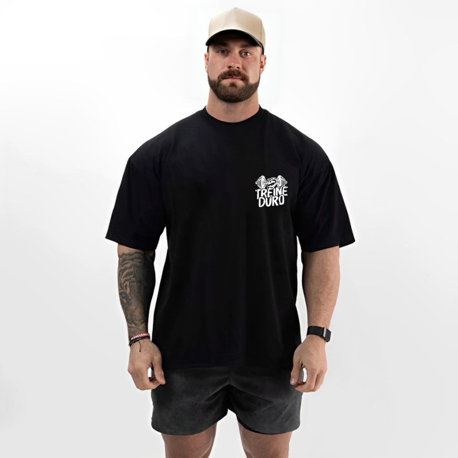 Camiseta Oversized Over Masculina Algodão Academia Preto