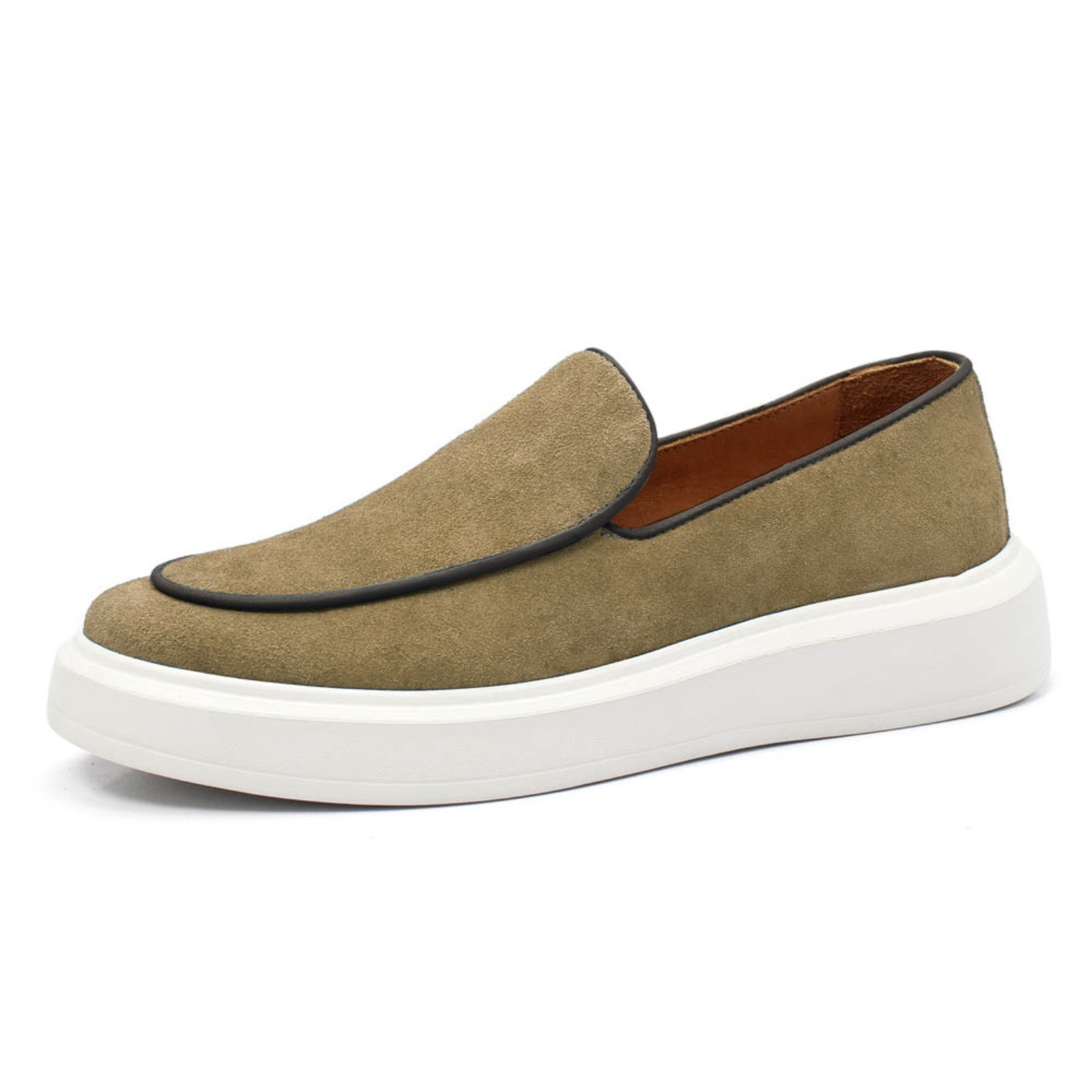 Loafer Masculino em Couro Forrado em Couro Com Palmilha em Couro Areia
