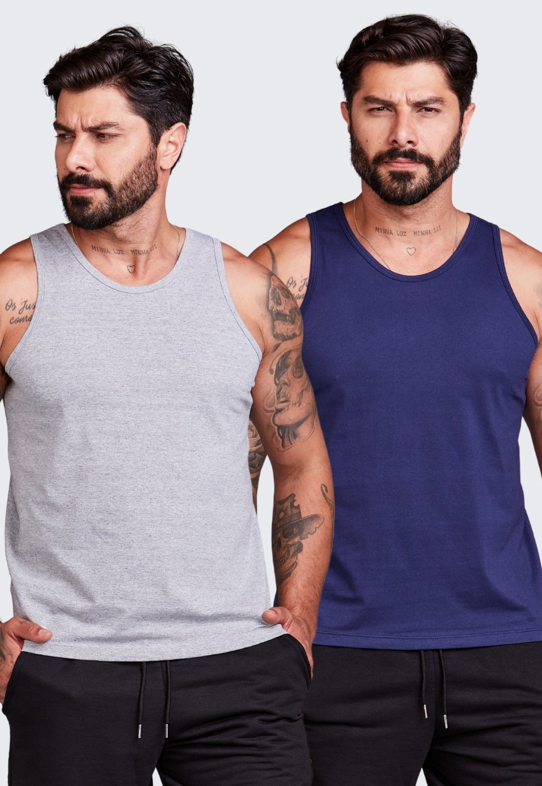 Kit 2 Camisa Regata Masculina Daze Modas Azul Marinho e Cinza