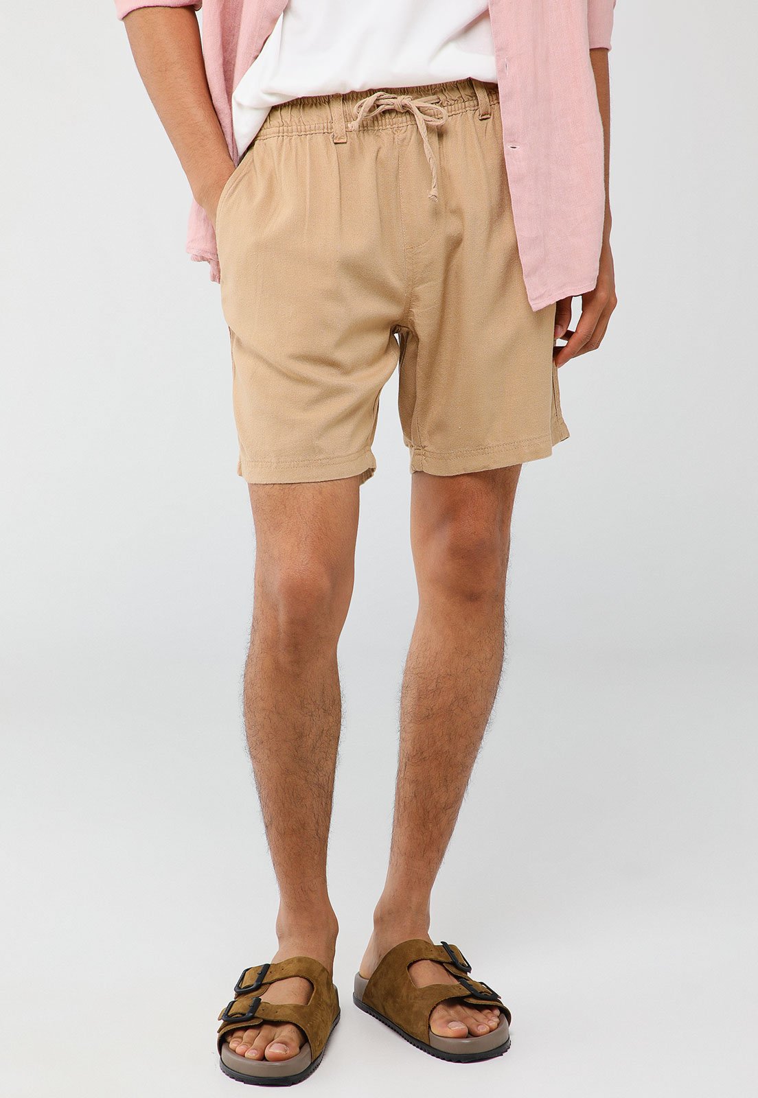 Bermuda Masculina Aeropostale Cintura Elástica Bege