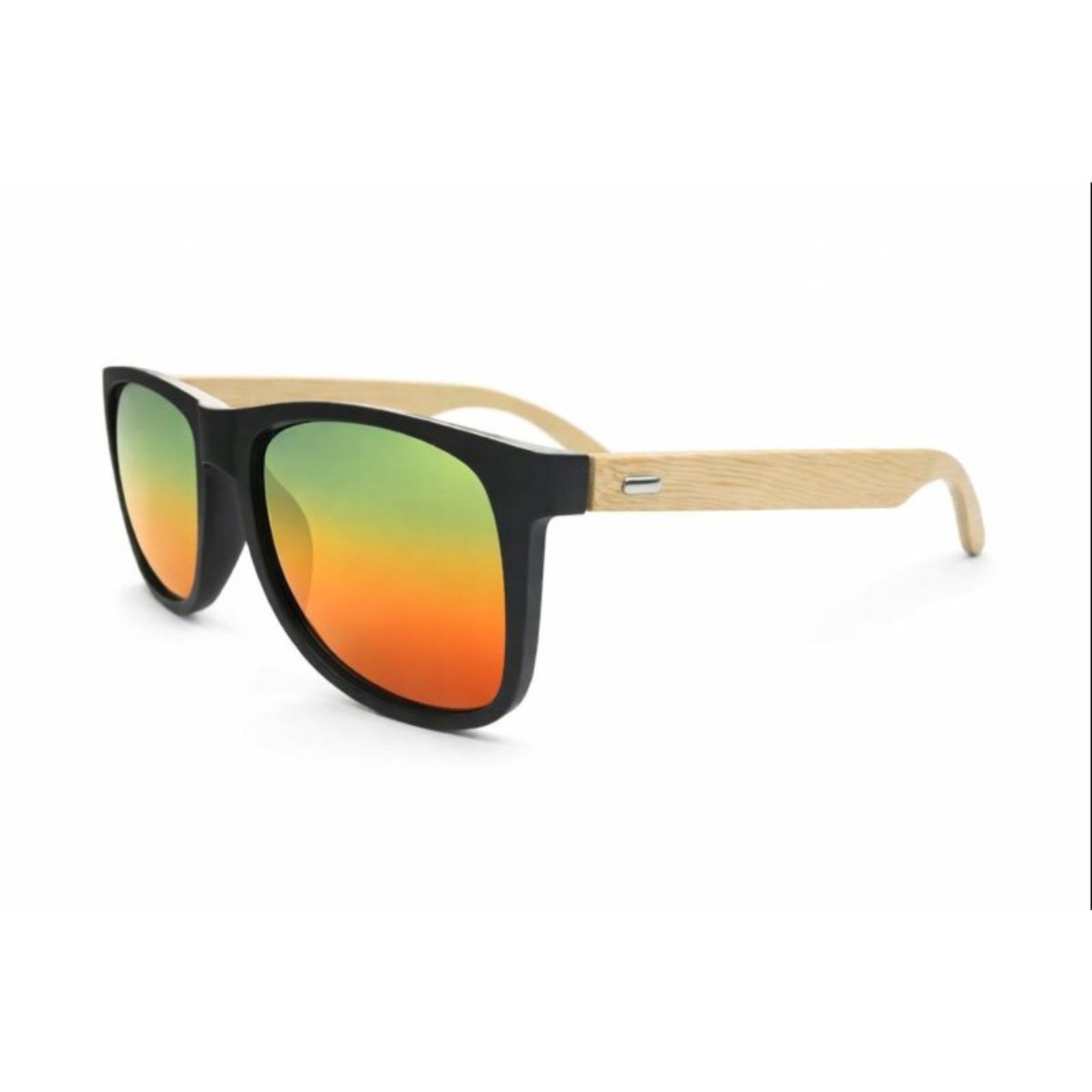Óculos de Sol Premium com Haste em Bambu e Lente Degradê Laranja