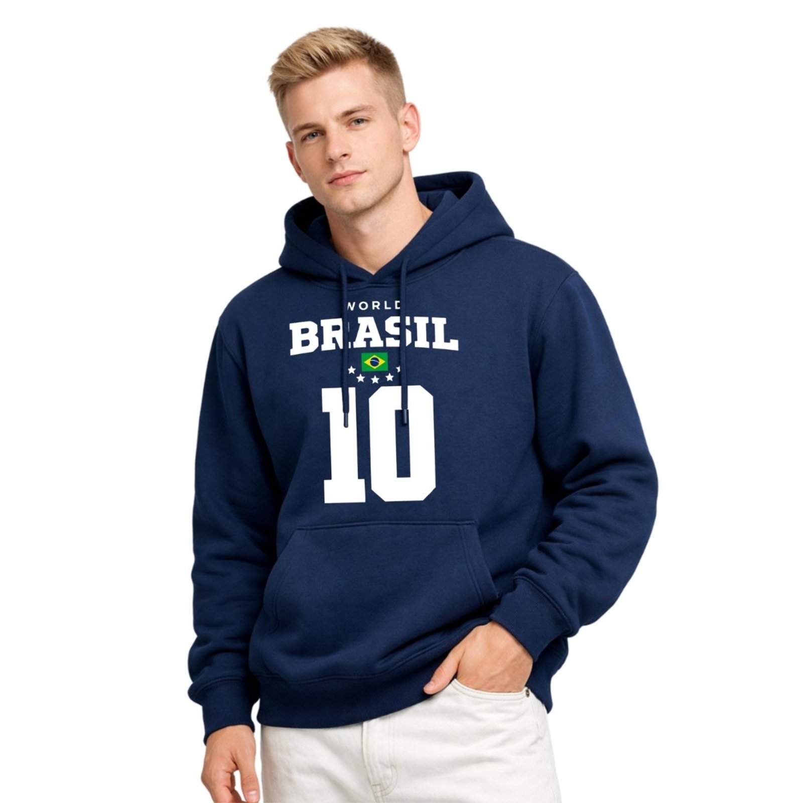Casaco de Frio Blusa Moletom Estampado Bolso Canguru BR