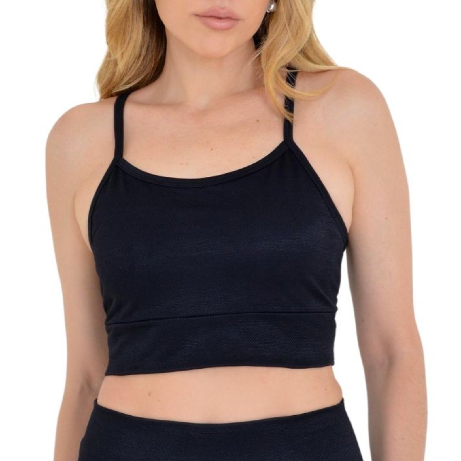 Top Lublanc Fitness Bojo Texturizado Preto