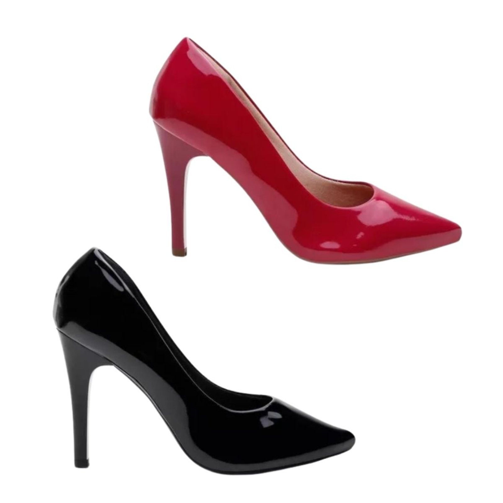 Kit 2 Scarpin Juthá Verniz Classico Preto Vermelho