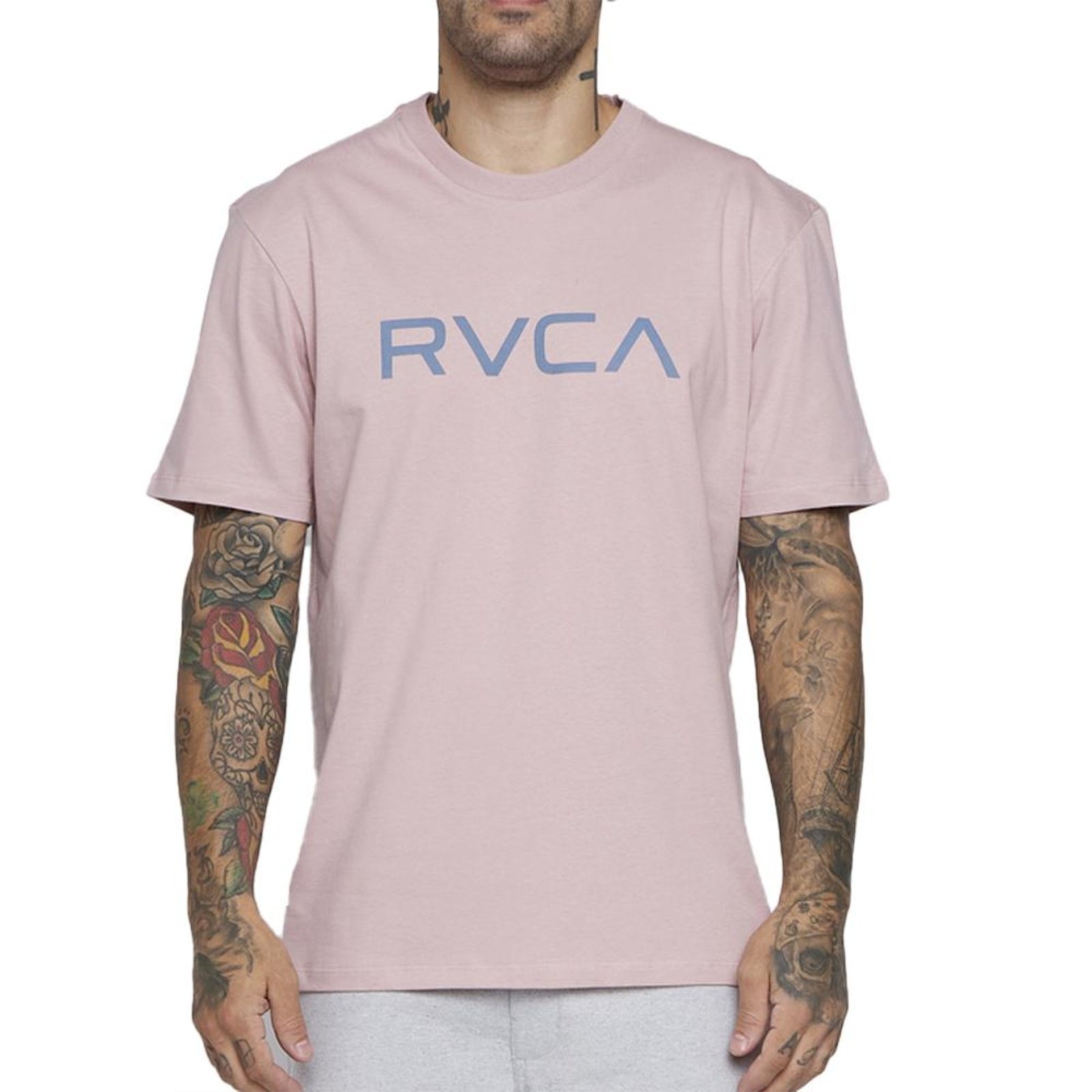 Camiseta RVCA Big RVCA Colors SM25 Masculina Rosa Claro