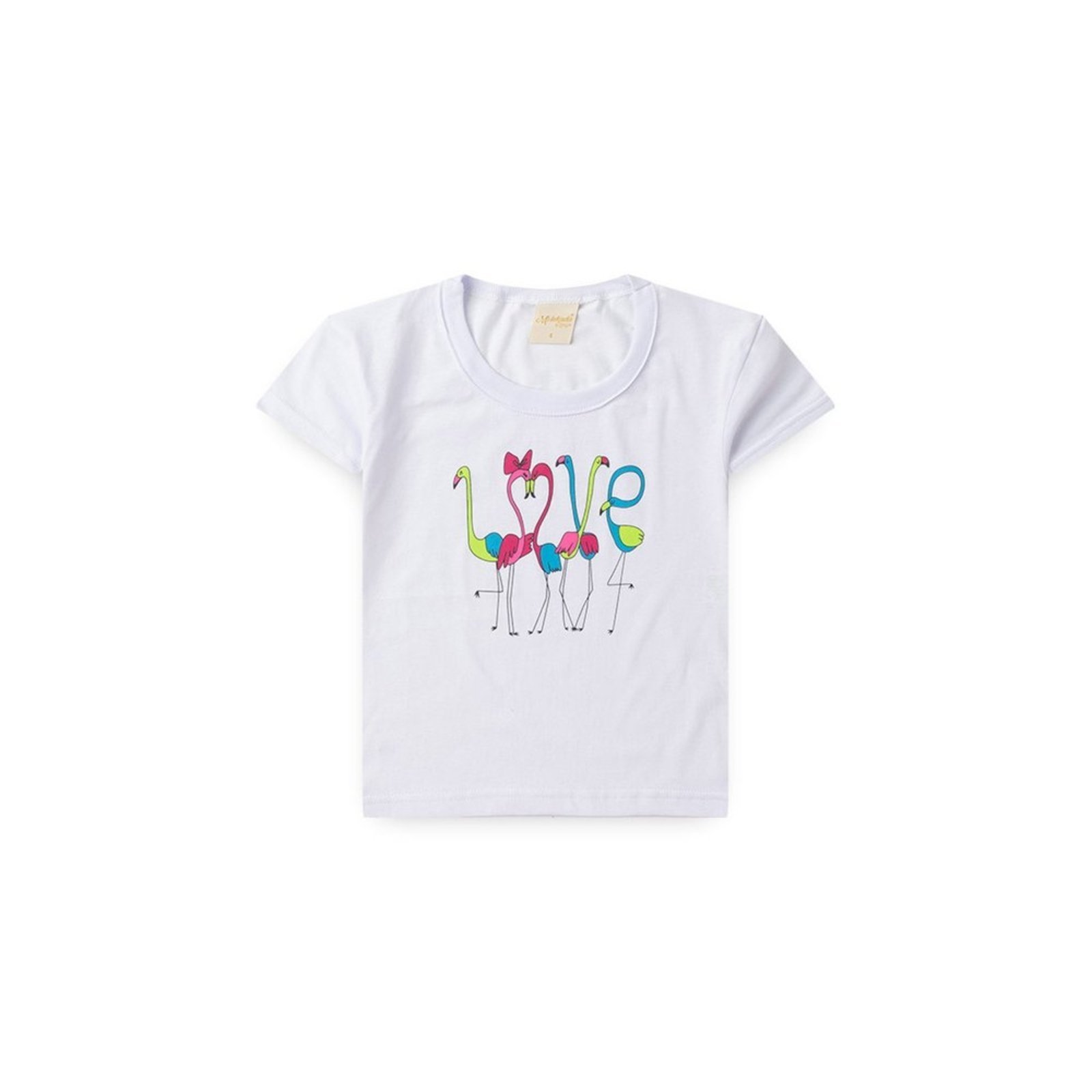 Vista 3 Infantil - Conjunto Verão Menina Blusa e Shorts Boxeador Flamingo Molekada branco Molekada branco