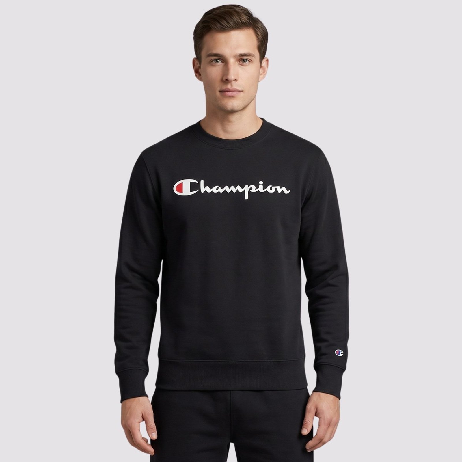 Moletom Champion Crewnek Athletic Script INK Preto