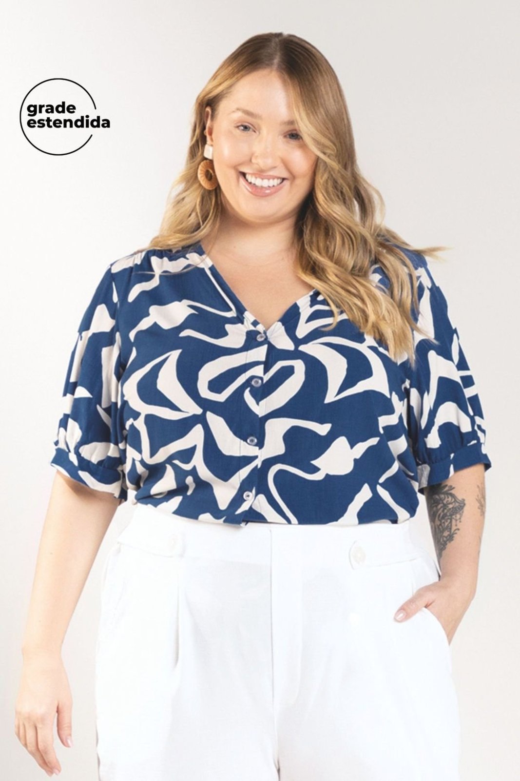 Blusa Feminina Estampada Marialícia Azul