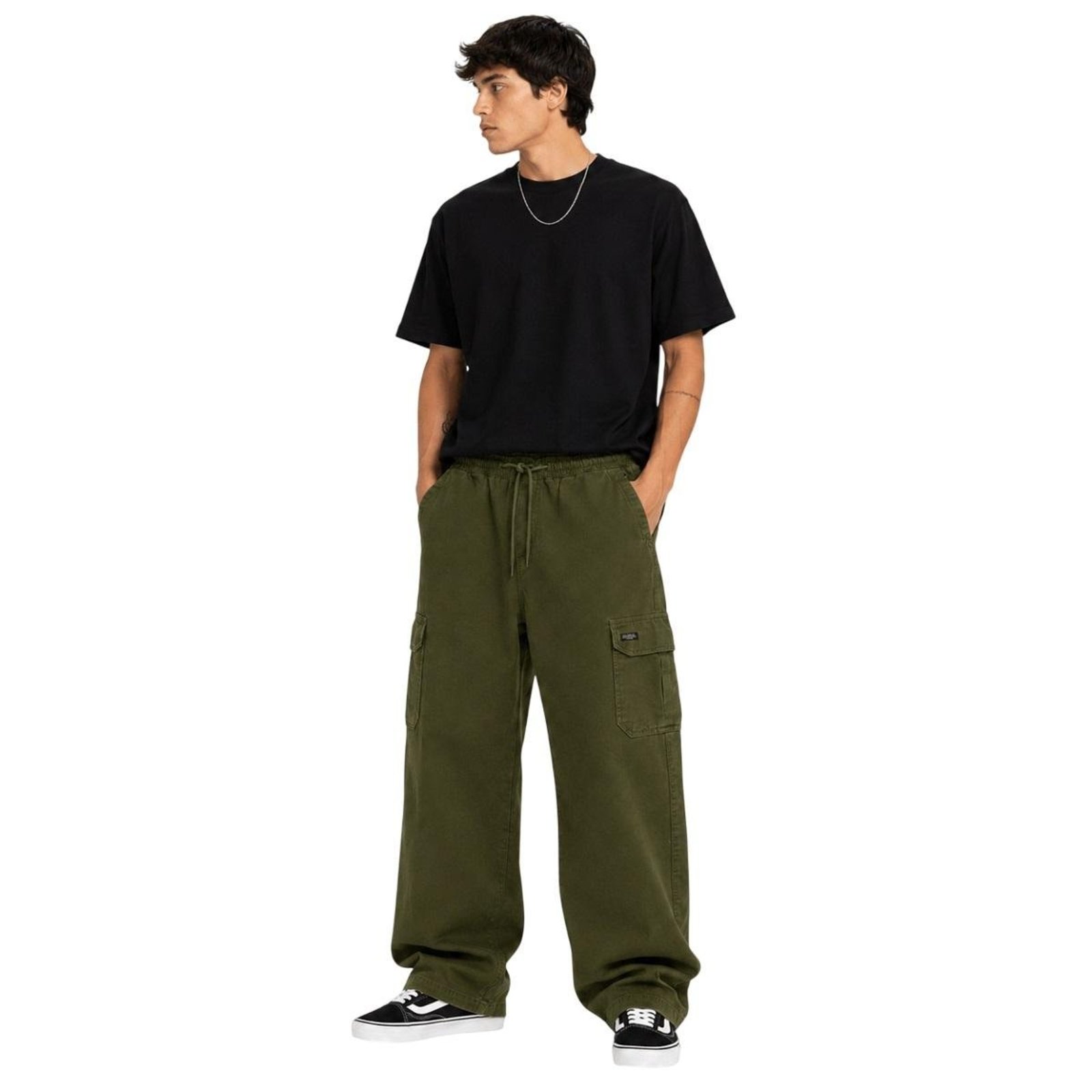Calça Sarja Baggy Cargo Masculina Max Denim 11894 Oliva