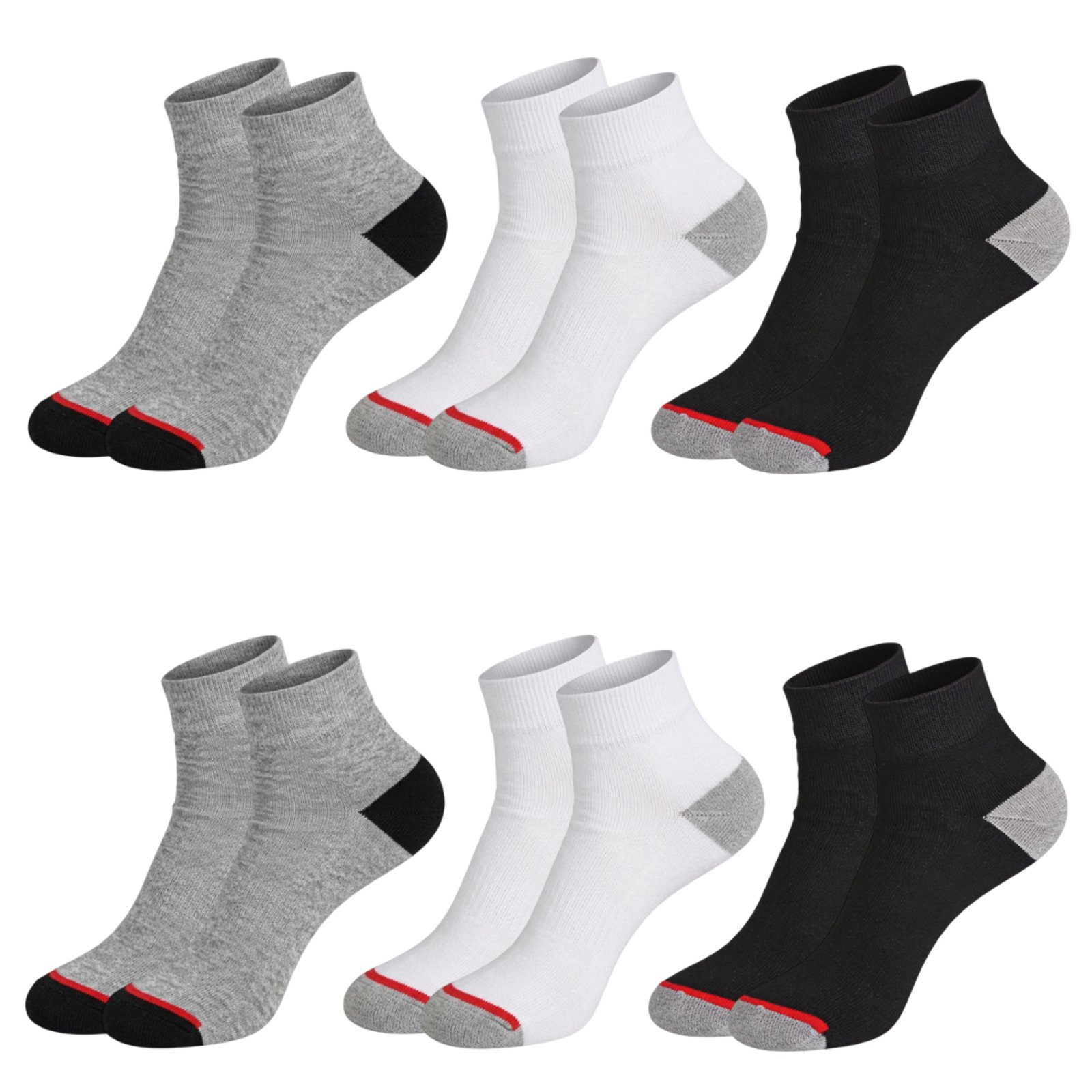 Kit 6 Pares de Meias QLC Sports Confort Cano Curto Esportiva Sortida