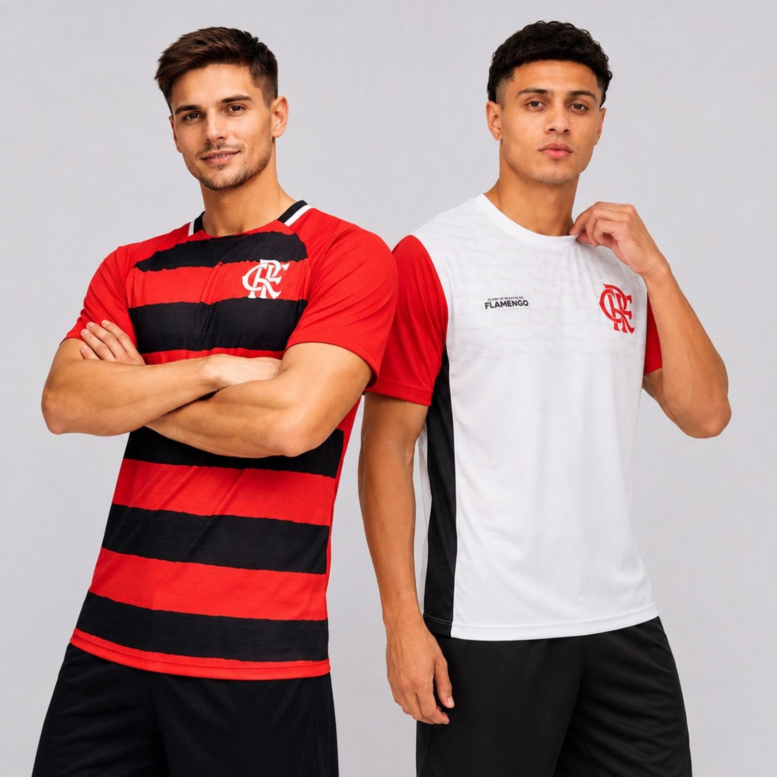 Kit 2 Camisas Flamengo Manto e Riso Branco e Vermelho