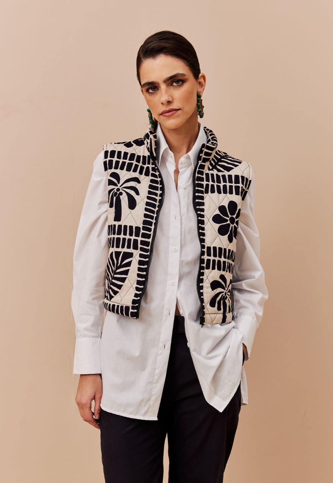 Colete Puffer Matelassê Estampado Pucara