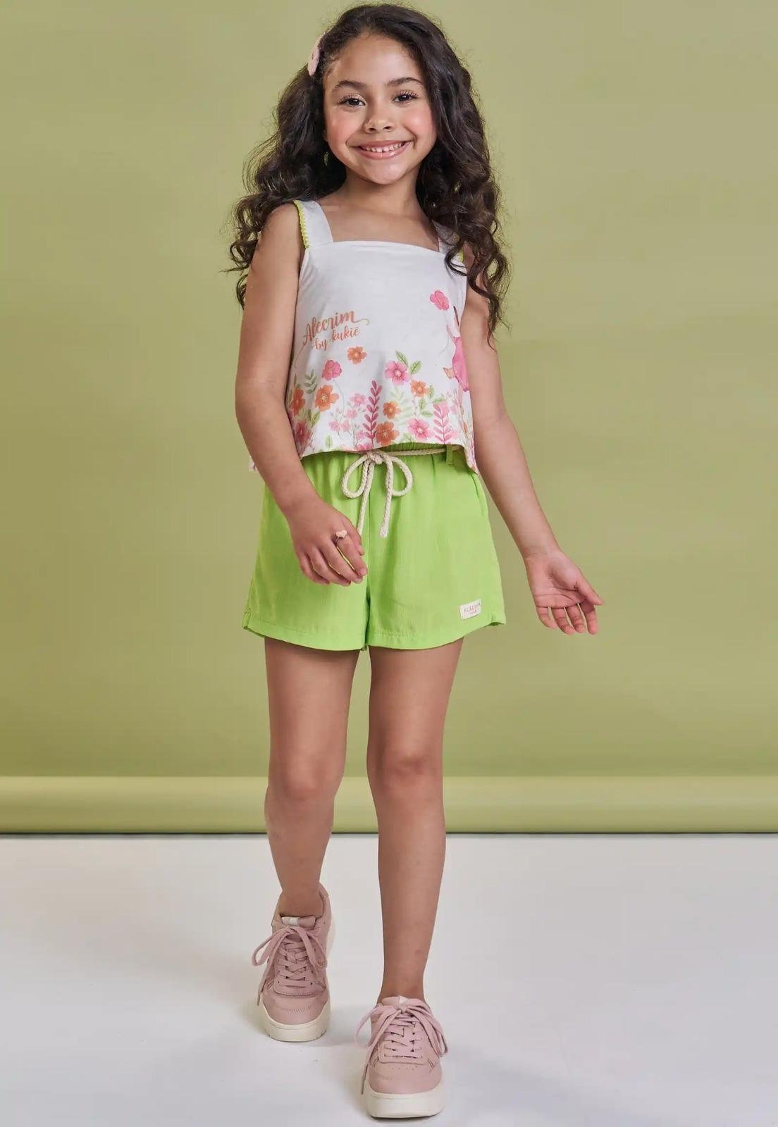 Infantil - Conjunto Shorts Menina Estampado Kukiê 3 Unico