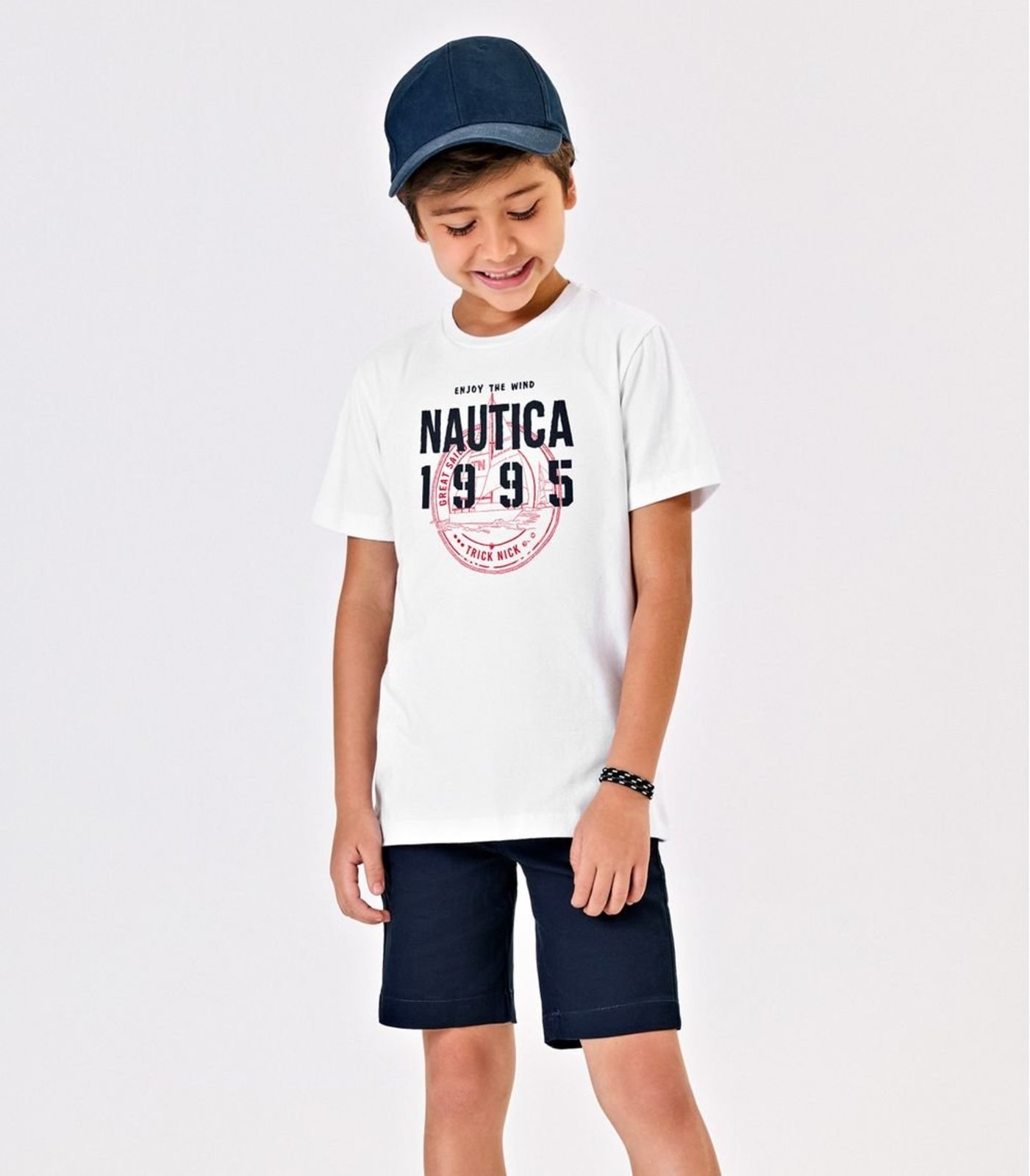 Infantil – Conjunto Menino Camiseta Com Bermuda Trick Nick Branco