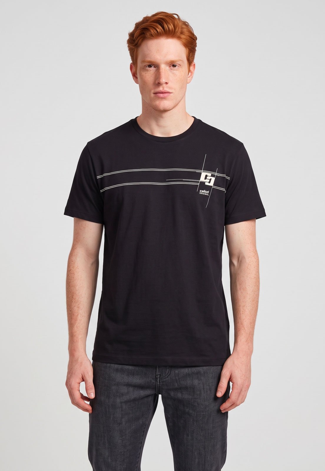 Camiseta Masculina Colcci Estampa Gráfica Preta