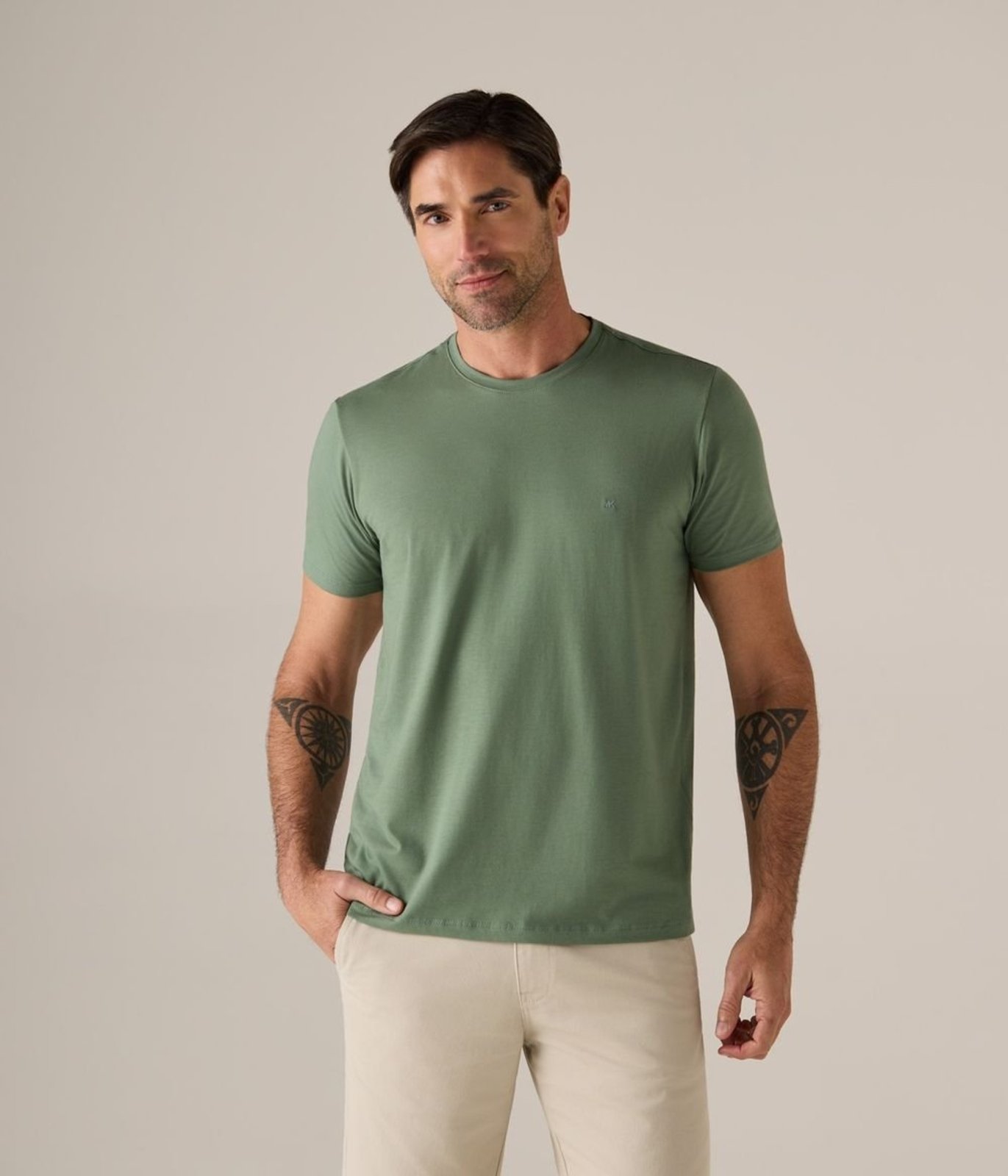 Camiseta Makenji Pima Com Bordado Mk Masculina Verde Pistache