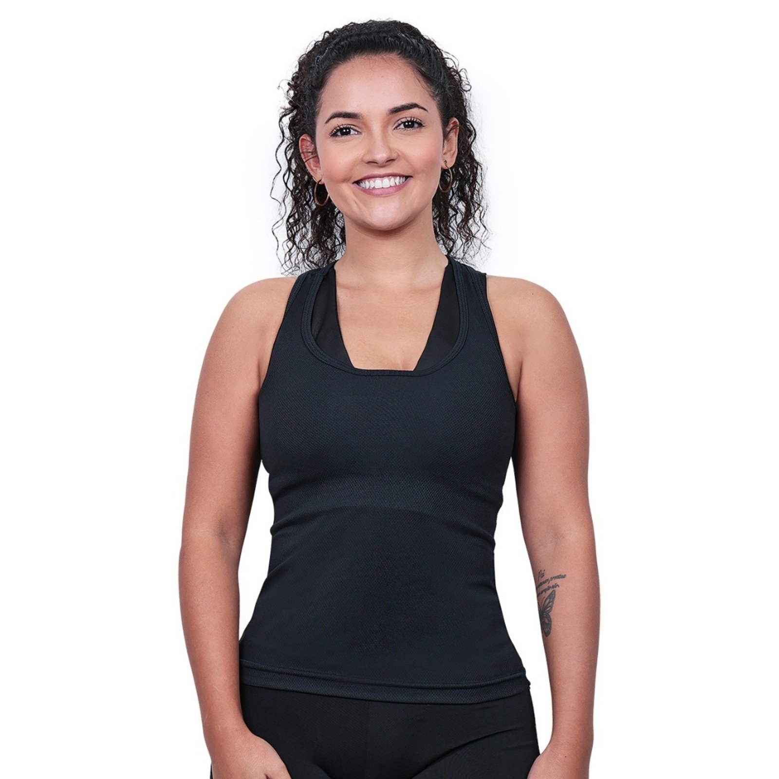 Regata Feminina Academia Techmalhas Lisa Macia e Leve Preto