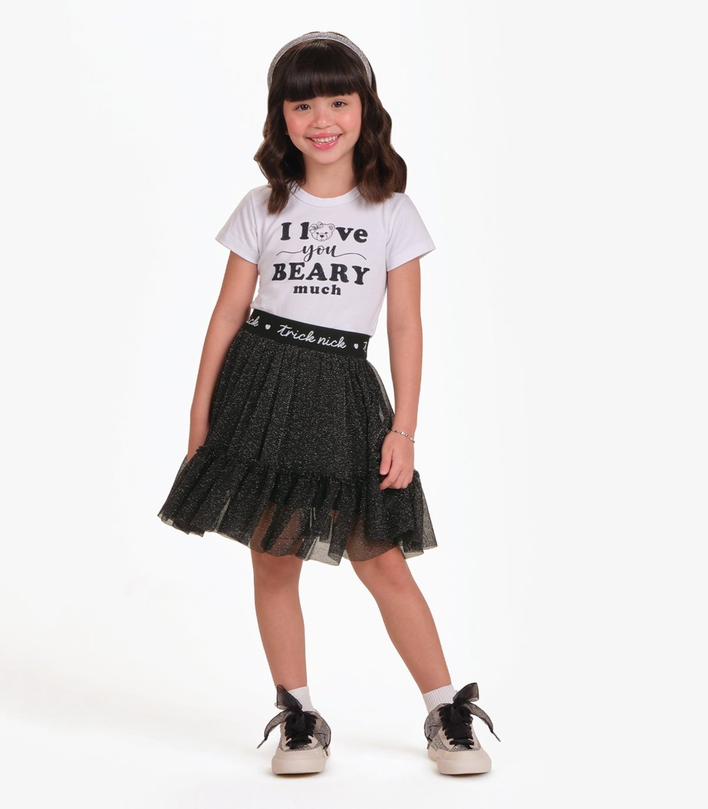 Infantil - Conjunto Blusa com Saia Menina Trick Nick Preto