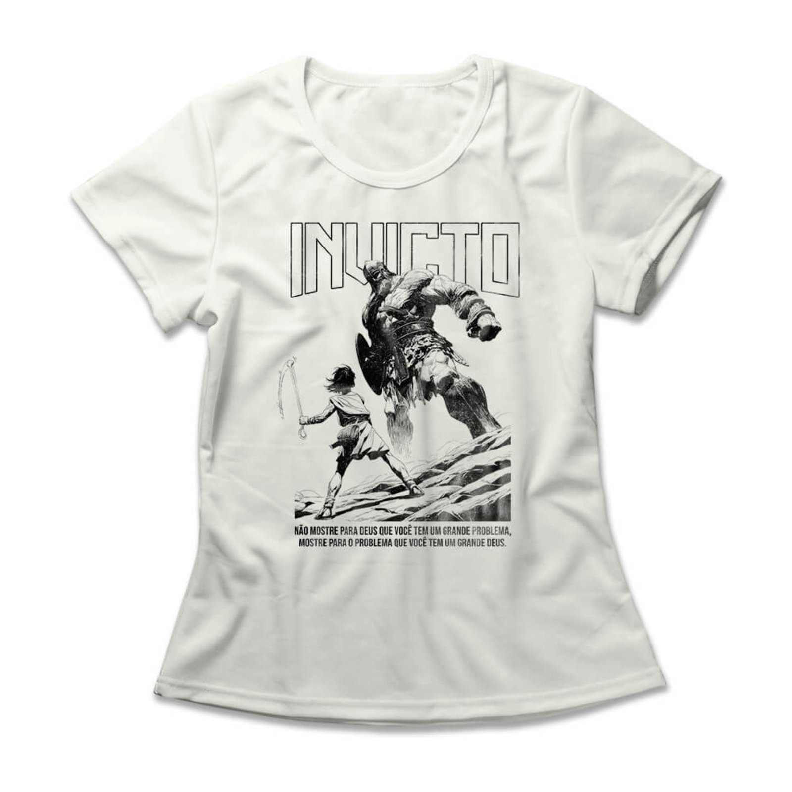 Camiseta Feminina Davi e Golias – Off White – Casual – Studio Geek