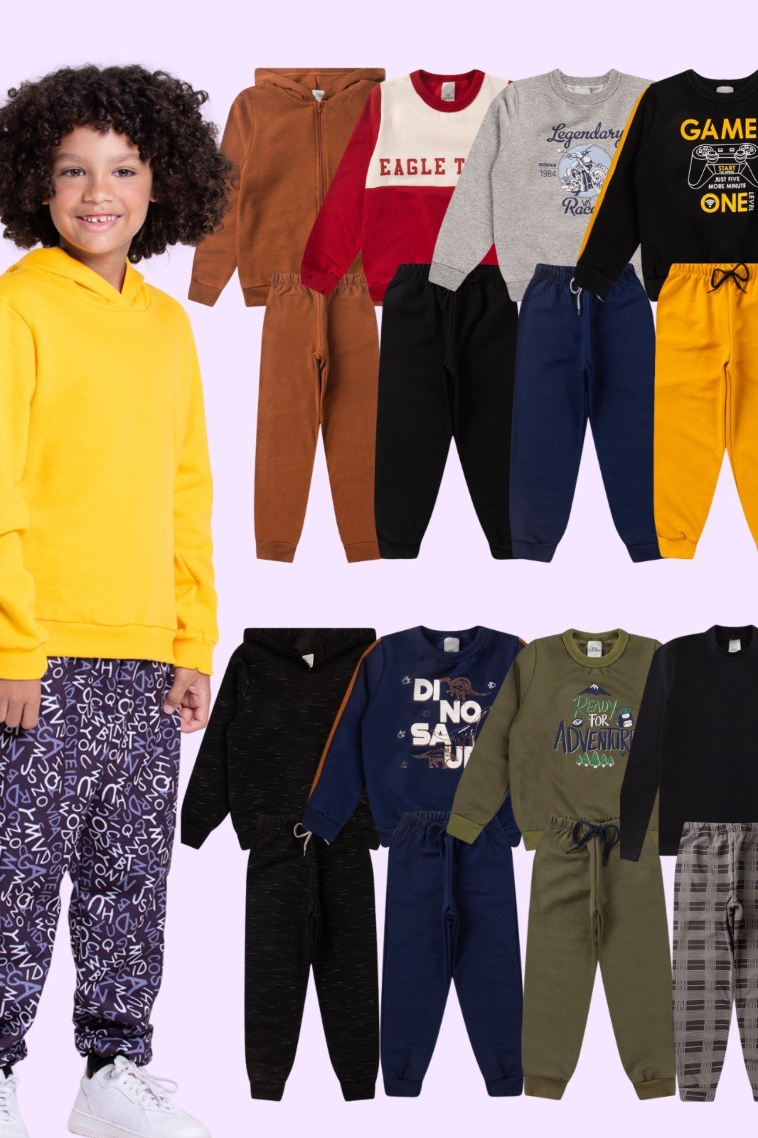 Infantil – Kit Sortido 4 Peças de Roupas Infantis Menino Inverno- 2 Casacos + 2 Calças