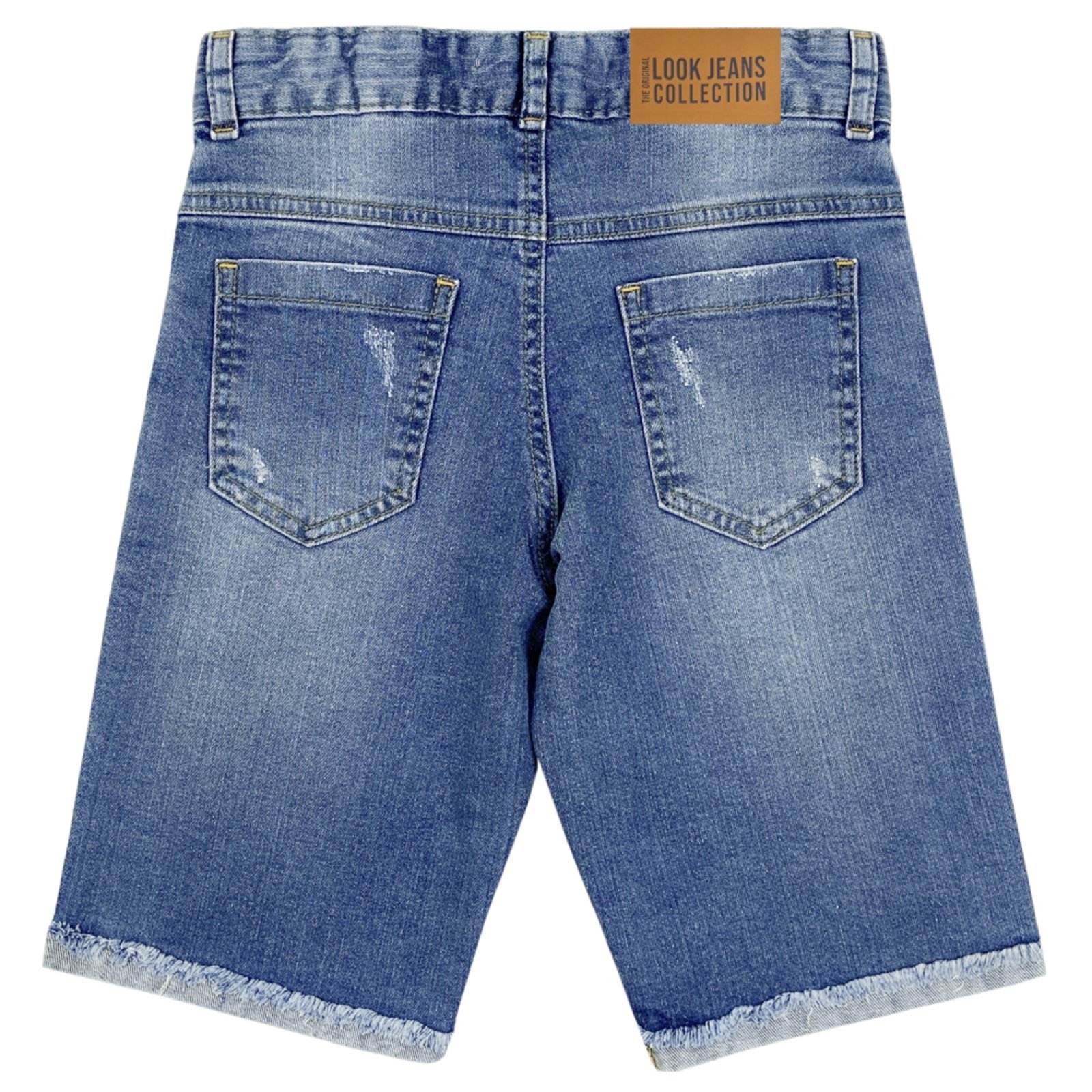 Vista 3 Infantil - Bermuda Juvenil Look Jeans Skinny Puídos Jeans azul Look Jeans azul