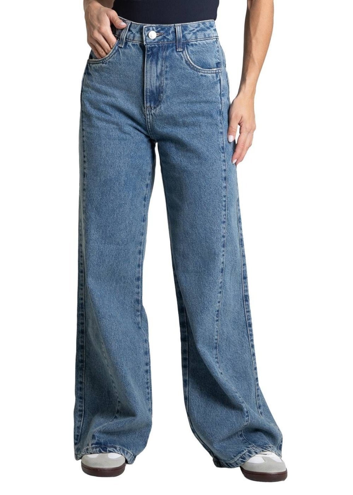 Calça Jeans Sawary Wide Leg Petit - 282191 - Azul - Sawary