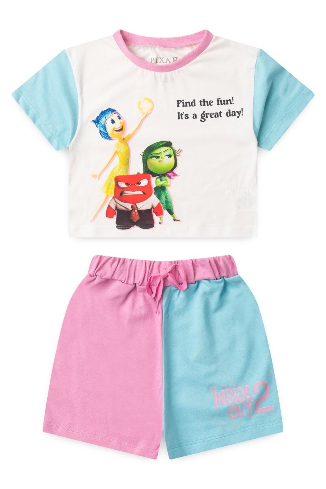 Vista 3 Infantil - Conjunto Disney Feminino Blusa Box e Shorts Divertida Mente 2 off-white Disney off-white