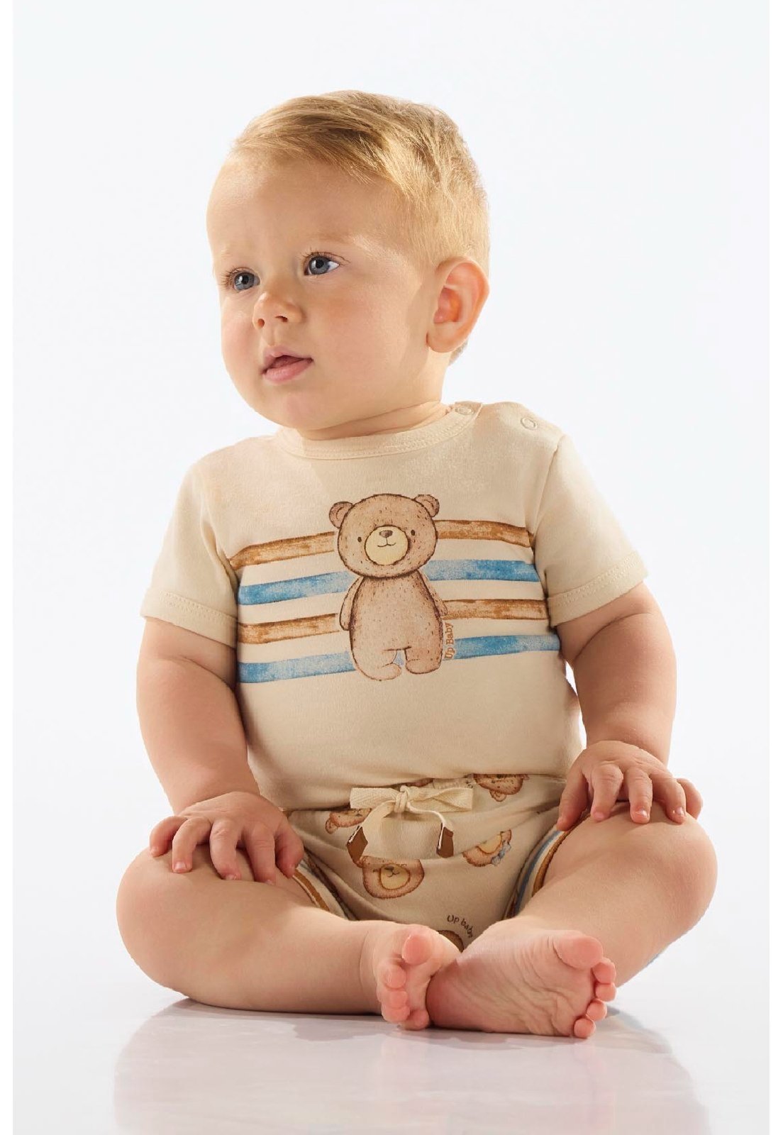 Infantil – Conjunto Body e Short Menino Up Baby Bege