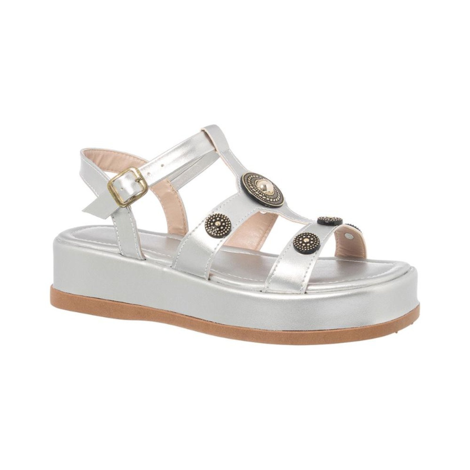 Vista 3 Sandália Papete Flatform Feminino Almofadada Plataforma Moda Stessy Shoes prata Stessy Shoes prata