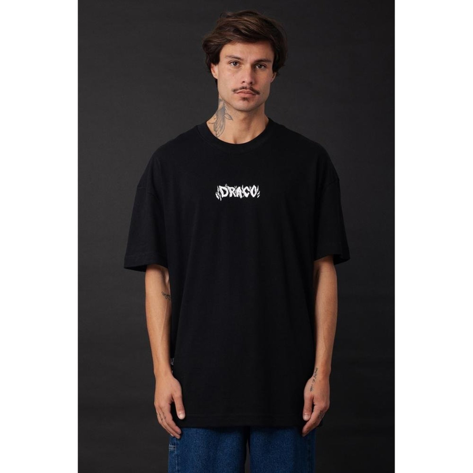 T-Shirt Box-Fit Dragão Chines Preto