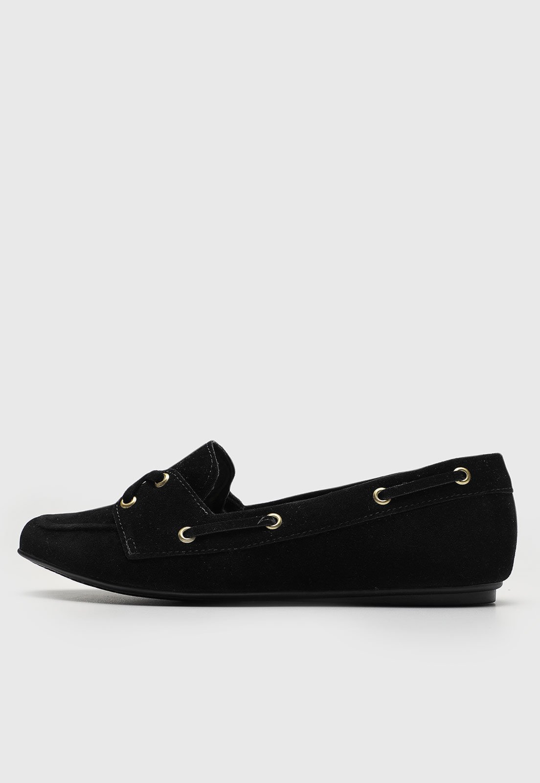 Mocassim Beira Rio Ilhós Metalico Preto