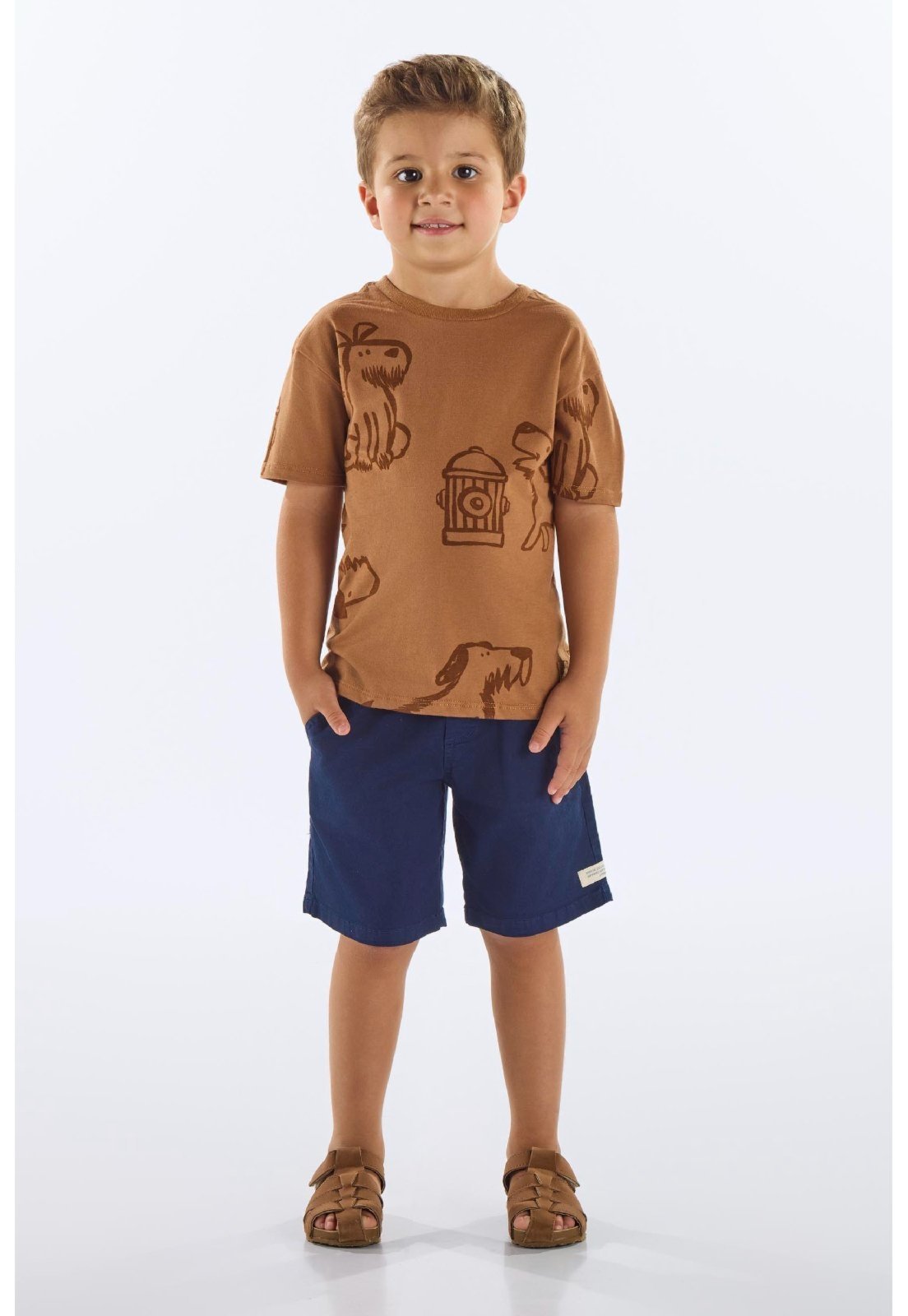 Infantil – Camiseta em Algodão Up Baby Marrom